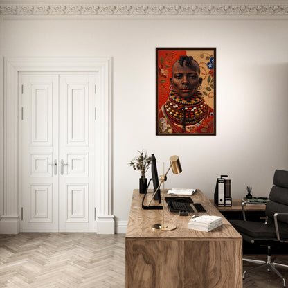 Heritage Black Woman Framed Canvas Quilt-Inspired - Bisa Butler Style