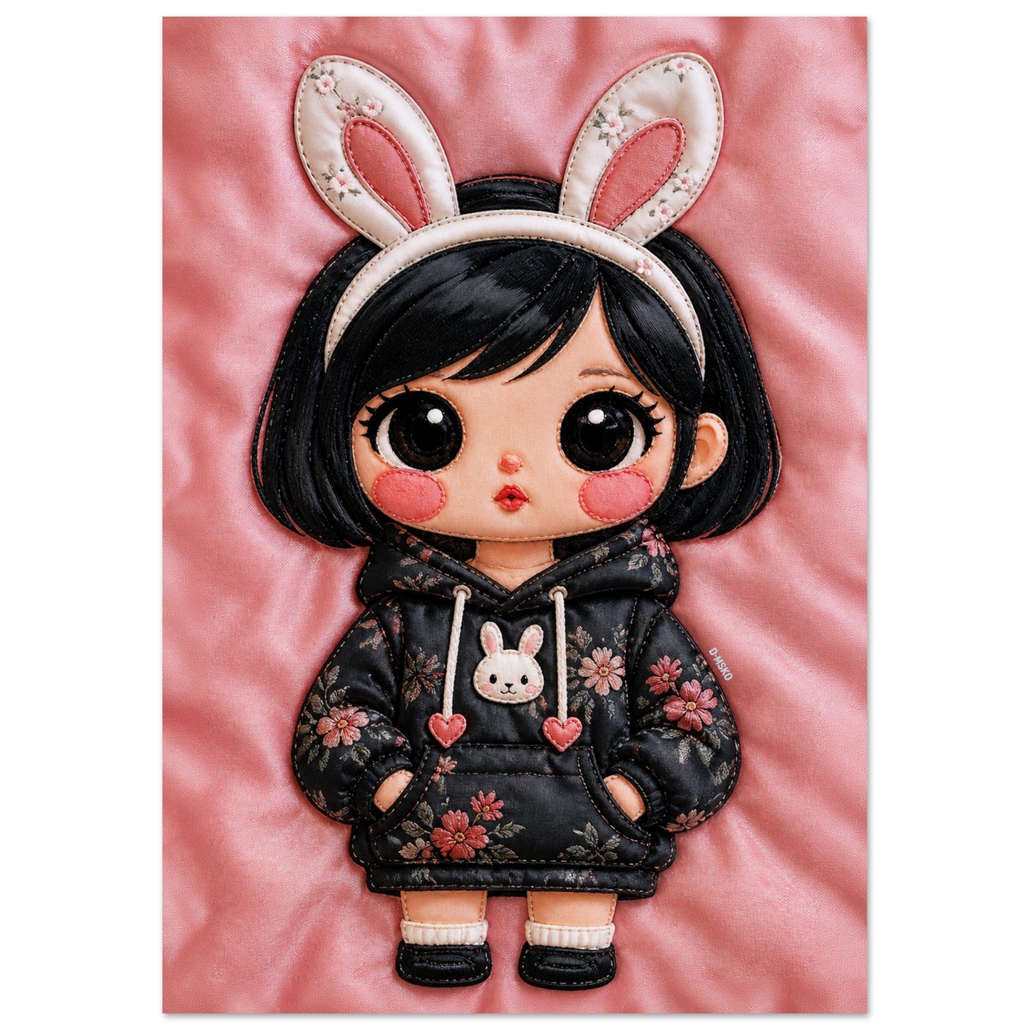 Bunny Bloom Museum Quality Matte Paper Poster Kawaii Quilted-Style