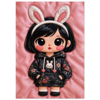 Bunny Bloom Museum Quality Matte Paper Poster Kawaii Quilted-Style