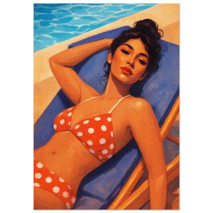 Poolside Muse Retro Pin-up Matte Paper Poster - Pop Art Style