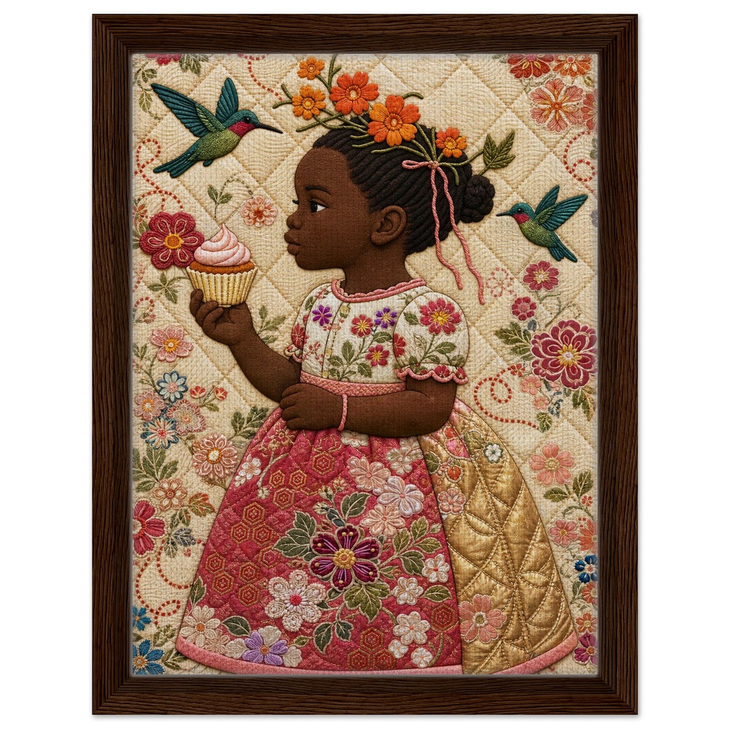 Little Bloom Quilted-Style Museum-Quality Matte Paper Poster