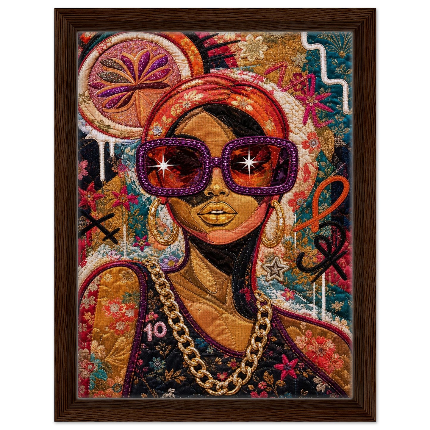 Golden Shades Framed Canvas Quilt-Inspired Afrocentric