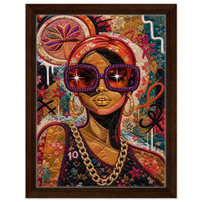 Golden Shades Framed Canvas Quilt-Inspired Afrocentric