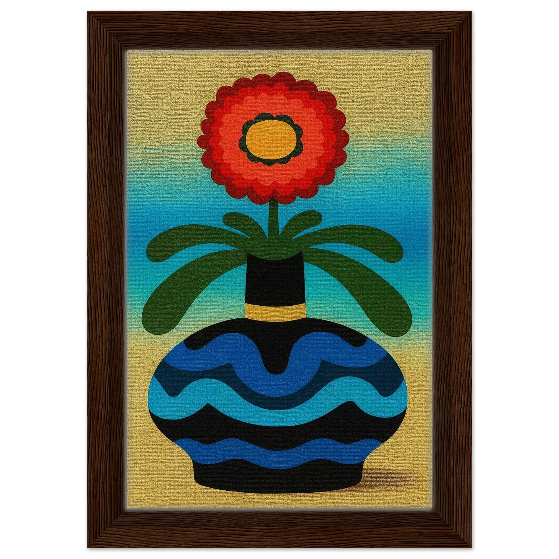 Sunlit Blossom Abstract Matte Paper Poster - Mid-Century Modern