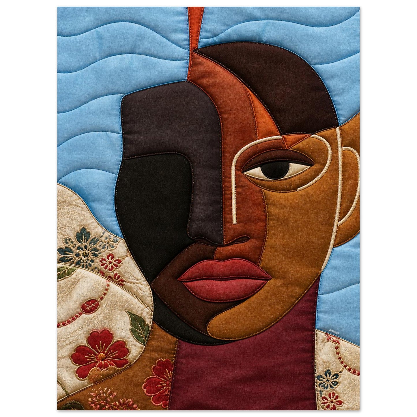 The Split Self Quilt-Inspired Matte Paper Poster - Bisa Butler Style