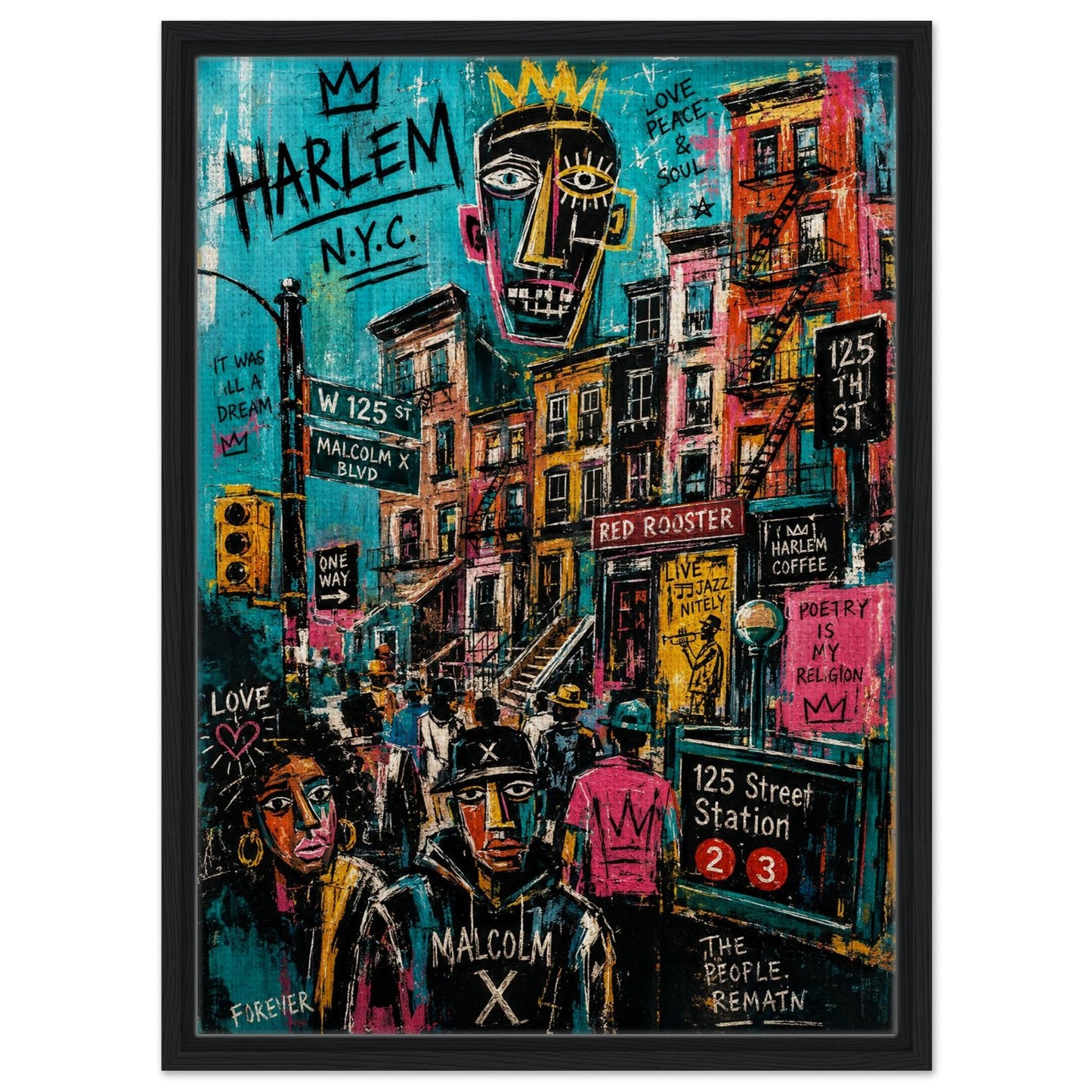 Harlem Rhythm 125 Urban-Graffiti Matte Paper Poster - Basquiat Style