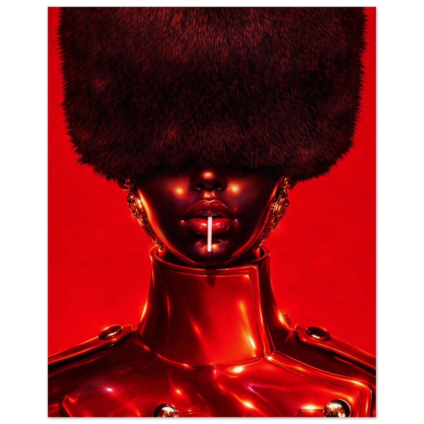 Red Eclipse Black Woman Matte Paper Poster Avant-Garde - Afrofuturism