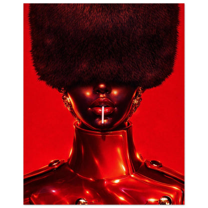 Red Eclipse Black Woman Matte Paper Poster Avant-Garde - Afrofuturism