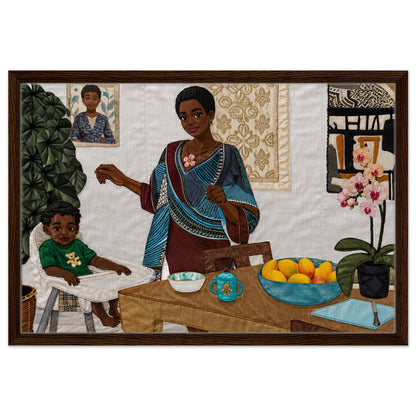 Mother’s Table Quilted-Style Framed Canvas - Bisa Butler Style