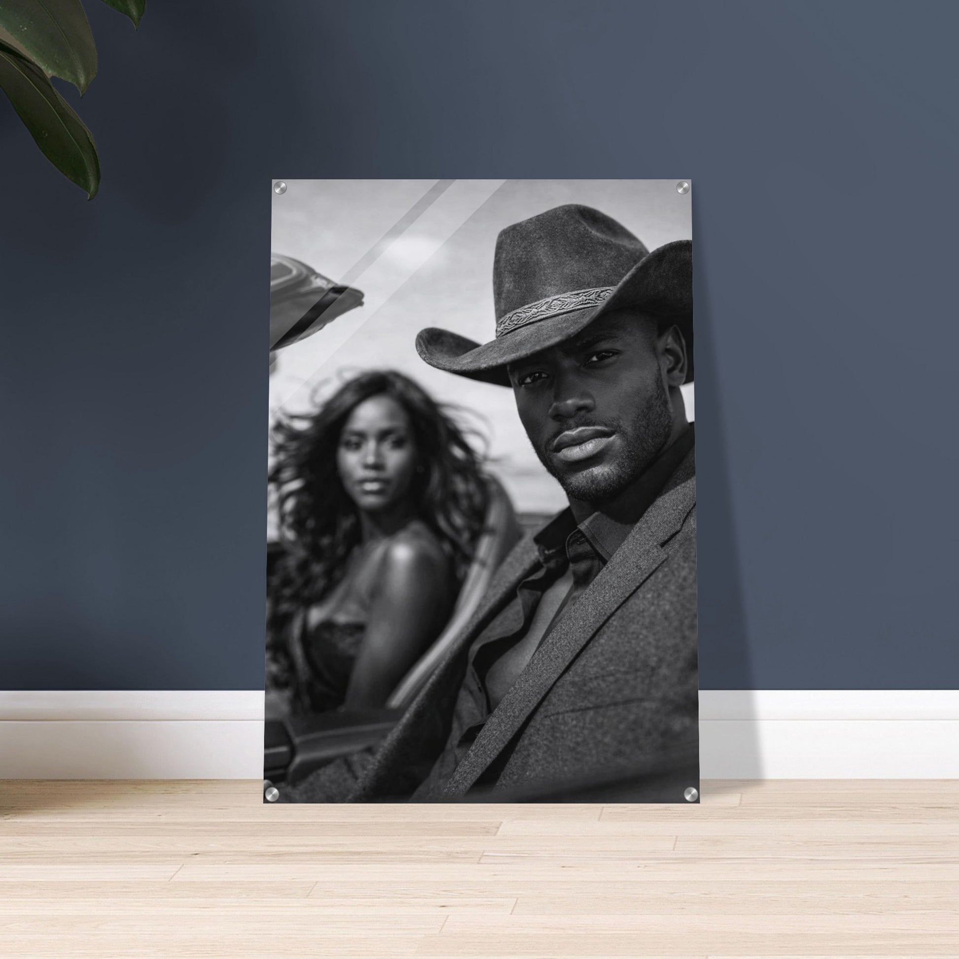 Western Noir Cinematic-Monochrome Acrylic Print - Film-Noir Style