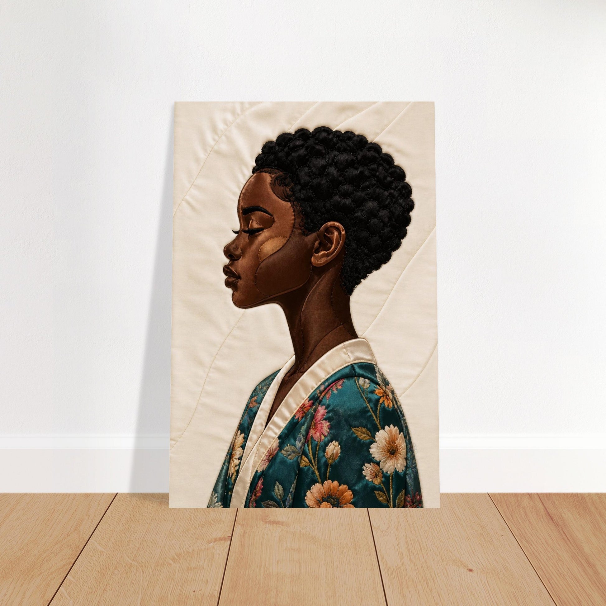 Calm Bloom Quilted-Style Matte Poster in Bisa Butler Style