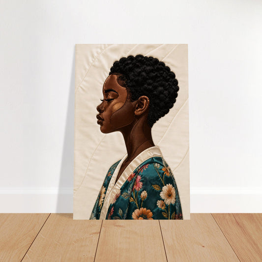 Calm Bloom Quilted-Style Matte Poster in Bisa Butler Style