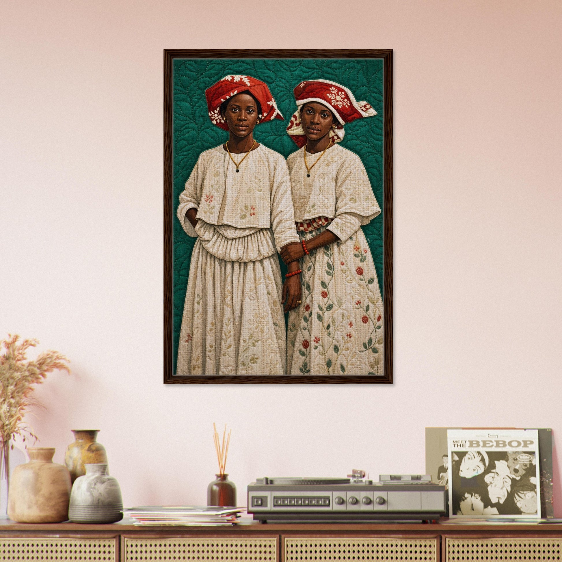 Surinamese Kotomisi Framed Canvas Quilted-Style - Bisa Butler Style