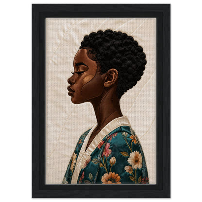 Calm Blossom Quilt-Inspired Matte Paper Poster - Bisa Butler Style