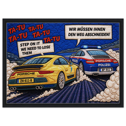 Autobahn Chase Framed Canvas Quilted-Style Pop-Art