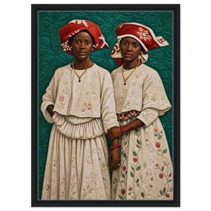 Surinamese Kotomisi Framed Canvas Quilted-Style - Bisa Butler Style