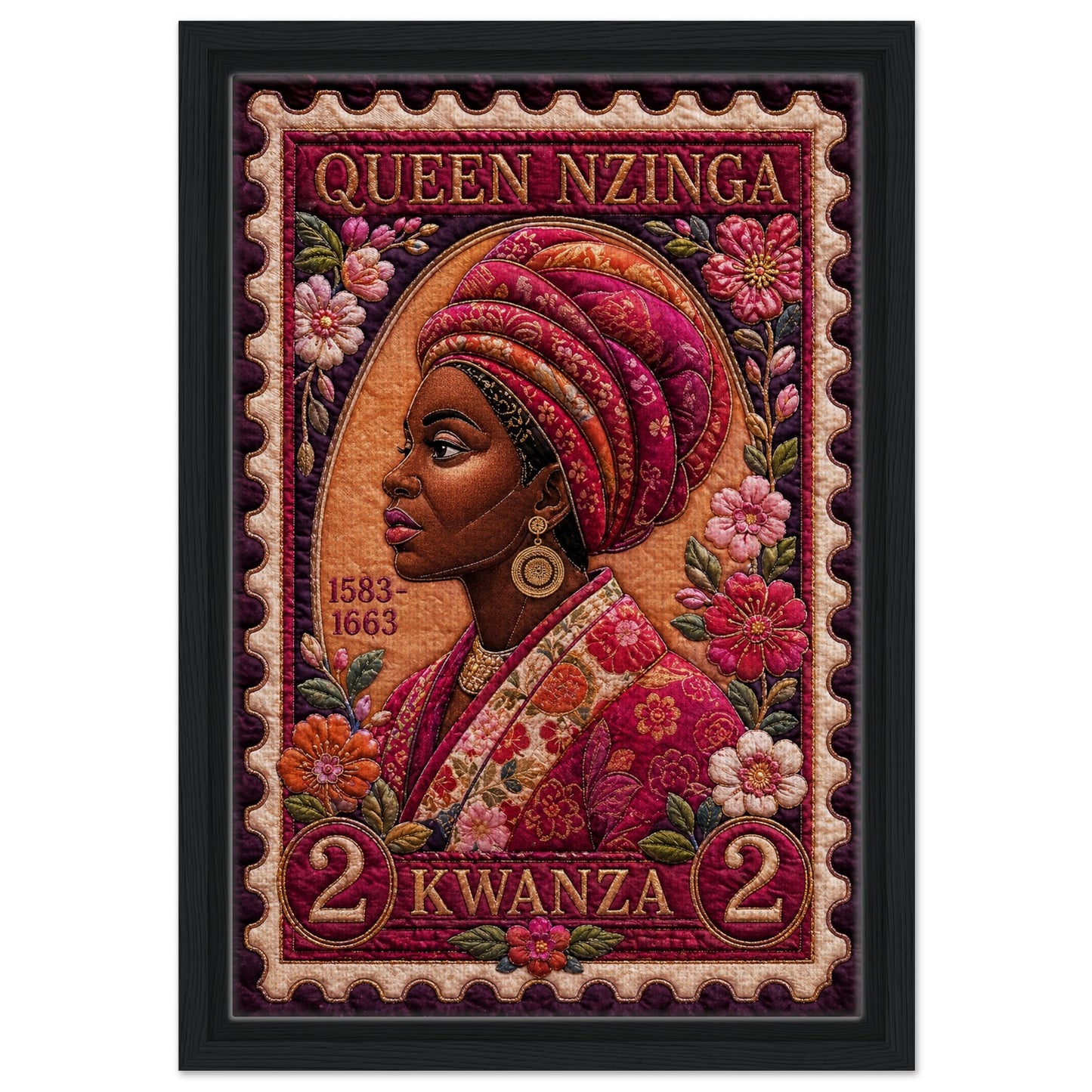 Queen Nzinga Quilt-Inspired Matte Poster