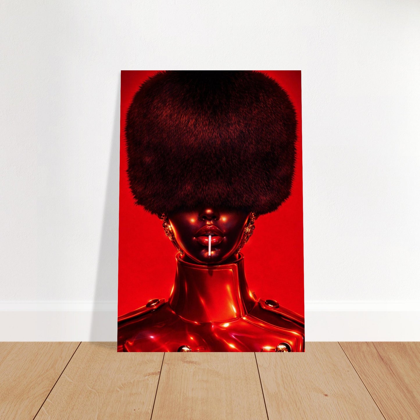 Red Eclipse Black Woman Matte Paper Poster Avant-Garde - Afrofuturism