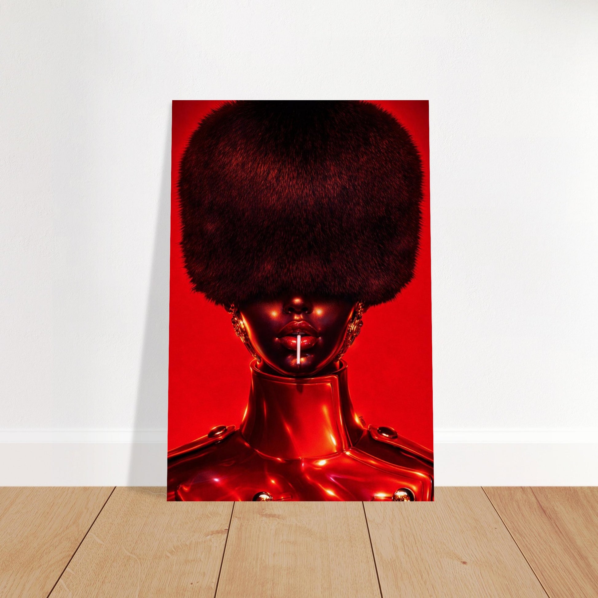Red Eclipse Black Woman Matte Paper Poster Avant-Garde - Afrofuturism