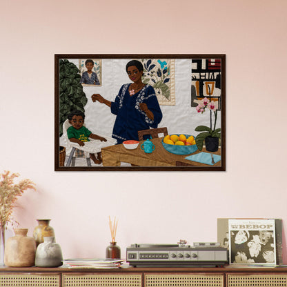 Mother’s Table Framed Canvas Quilt-Inspired - Bisa Butler Style