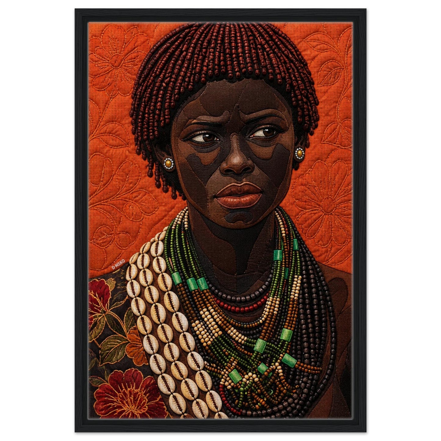 African Portrait Framed Canvas Quilt-Inspired - Bisa Butler Style