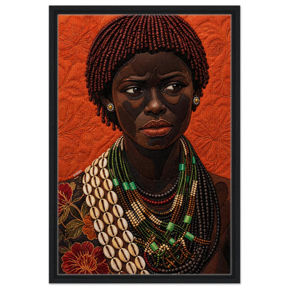 African Portrait Framed Canvas Quilt-Inspired - Bisa Butler Style