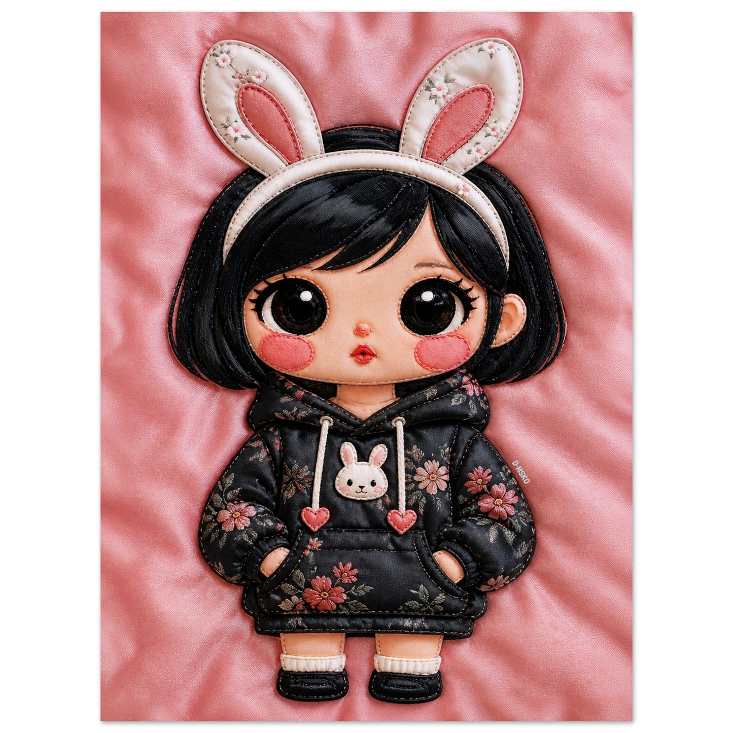Bunny Bloom Museum Quality Matte Paper Poster Kawaii Quilted-Style