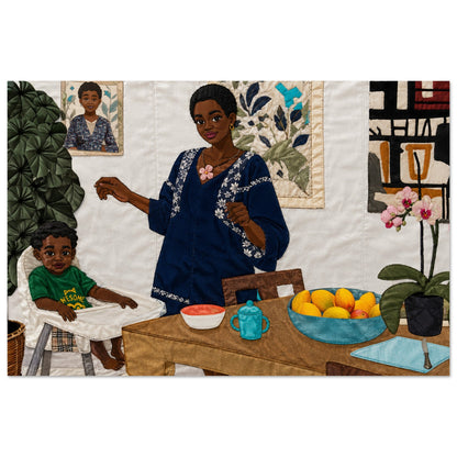 Mother’s Table Quilt-Inspired Matte Paper Poster - Bisa Butler Style