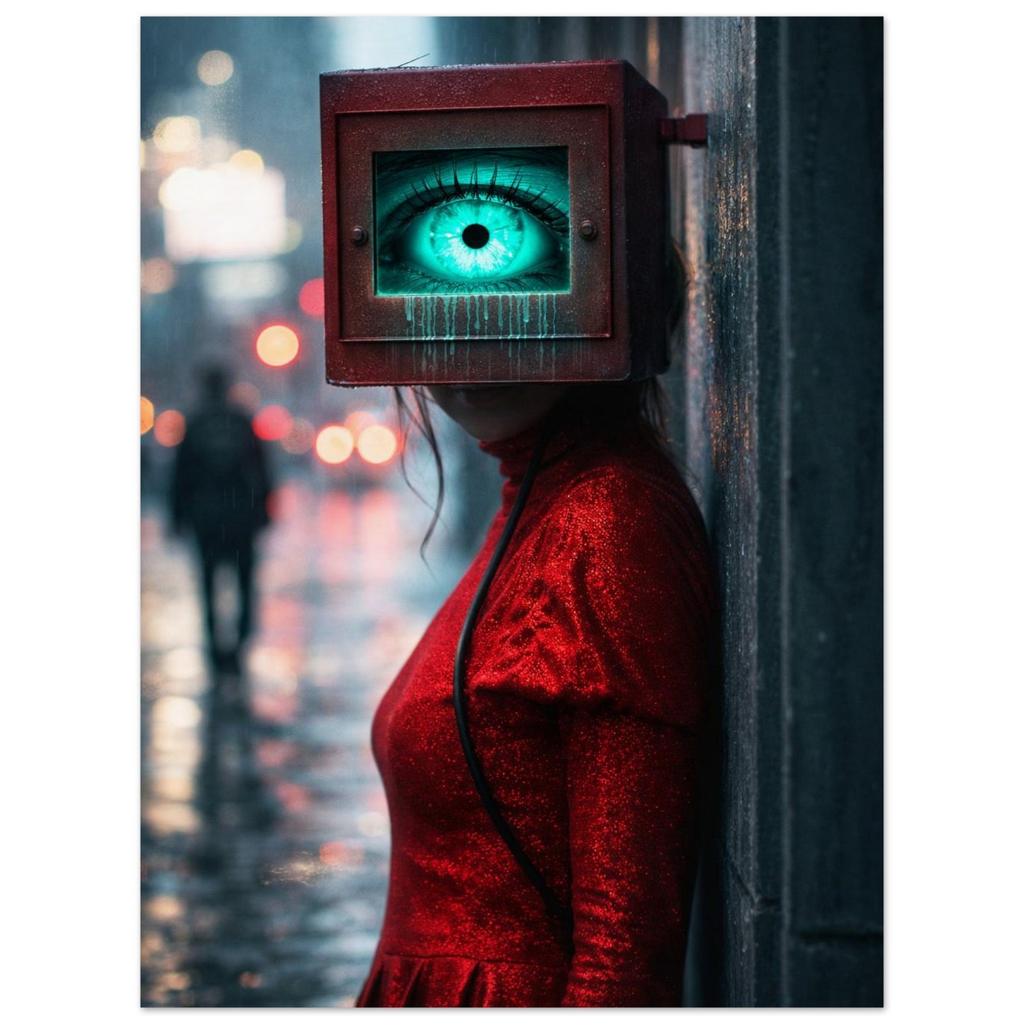 Neon Watcher Cyberpunk-Surreal Museum Quality Matte Paper Poster