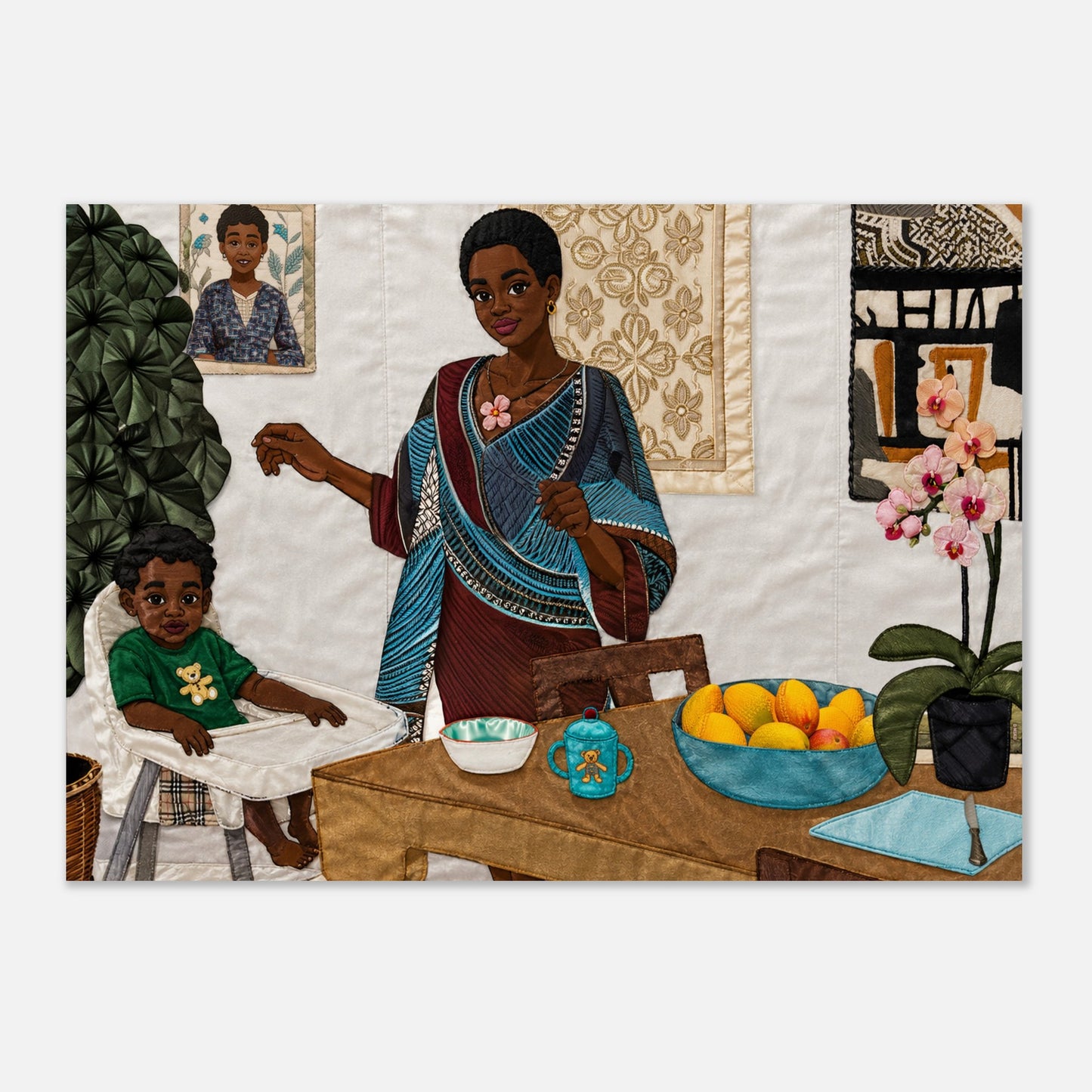 Mother’s Table Quilt-Inspired Matte Paper Poster - Bisa Butler Style