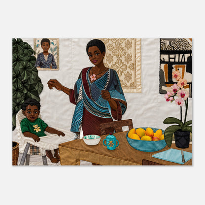 Mother’s Table Quilt-Inspired Matte Paper Poster - Bisa Butler Style