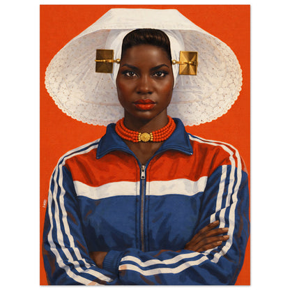 Zeeland Bonnet Portrait Afro-Dutch Matte Paper Poster
