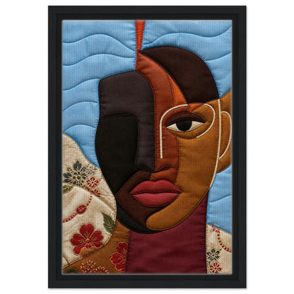 The Split Self Framed Canvas Quilt-Inspired Afrocentric Portrait