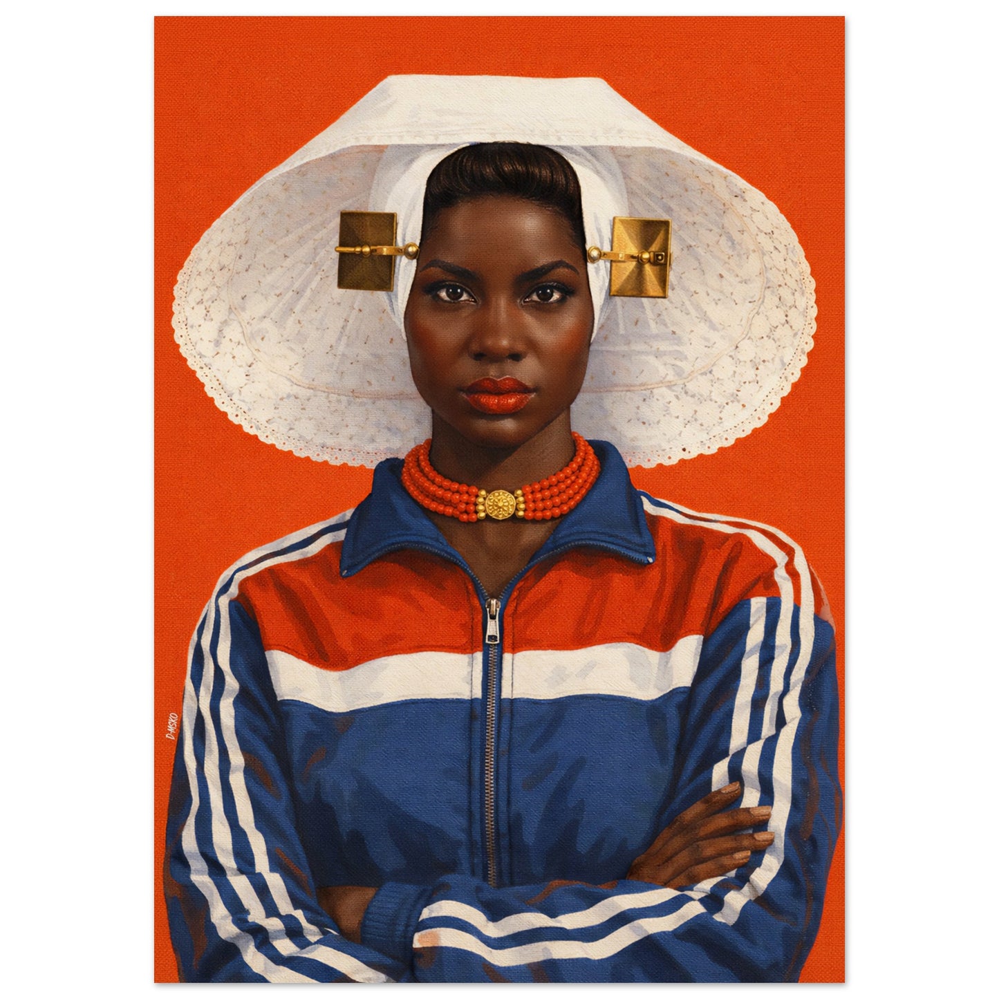 Zeeland Bonnet Portrait Afro-Dutch Matte Paper Poster