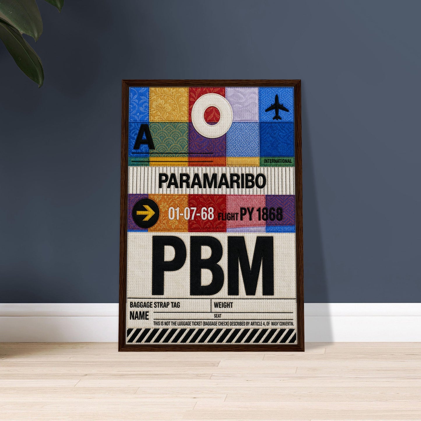 Paramaribo PBM Framed Canvas Quilted-Style Vintage-Travel