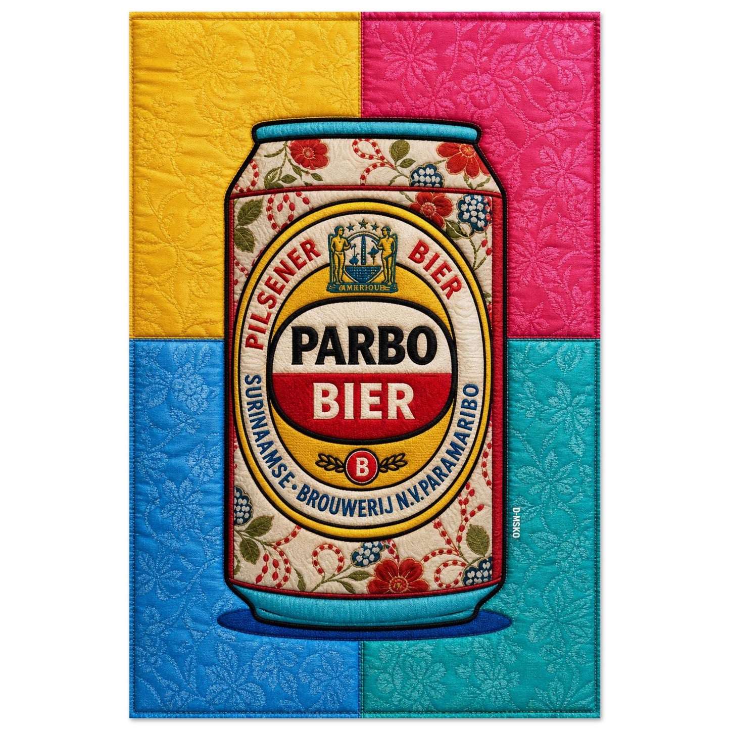 Paramaribo Pilsner Matte Paper Poster Quilt-Inspired - Pop Art Style