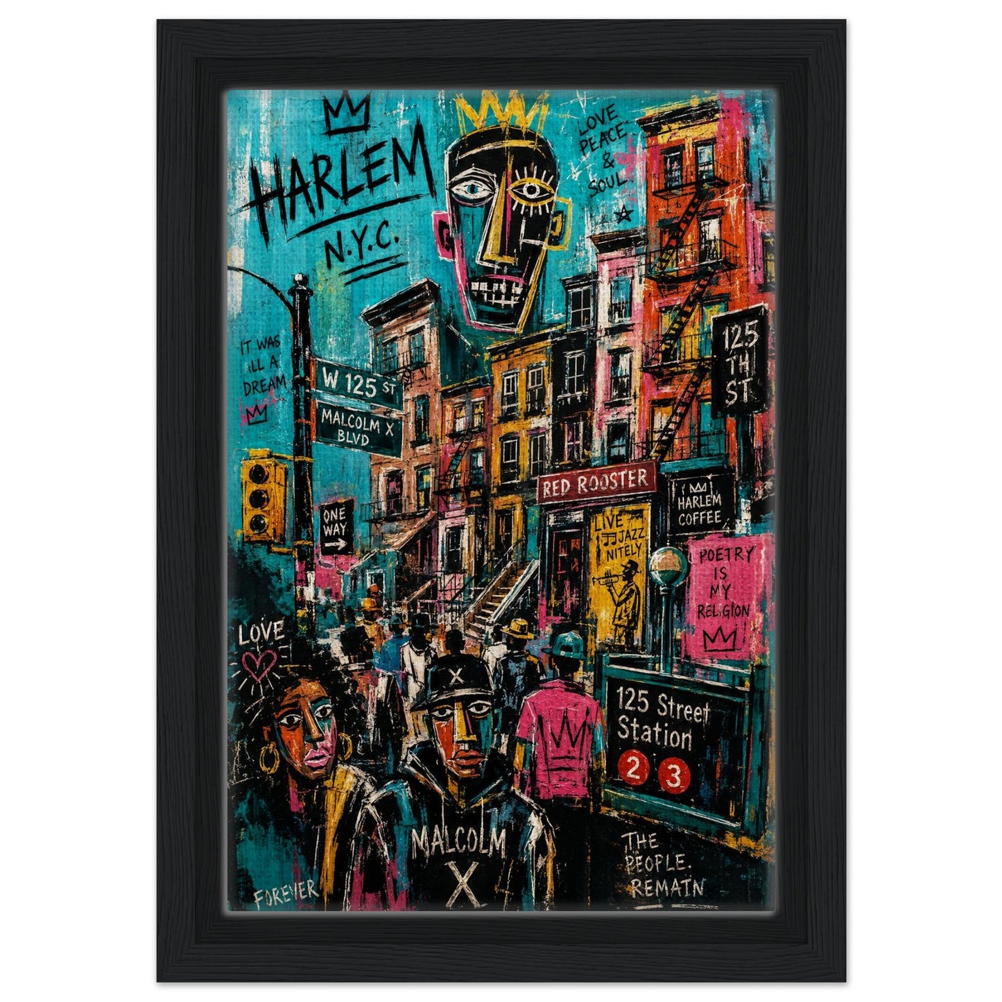 Harlem Rhythm 125 Urban-Graffiti Matte Paper Poster - Basquiat Style