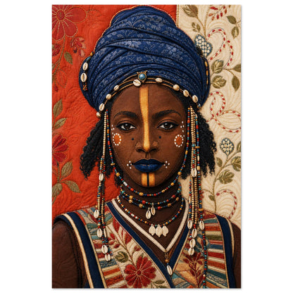 Wadaabe Woman Quilted-Style Matte Paper Poster - Bisa Butler Style