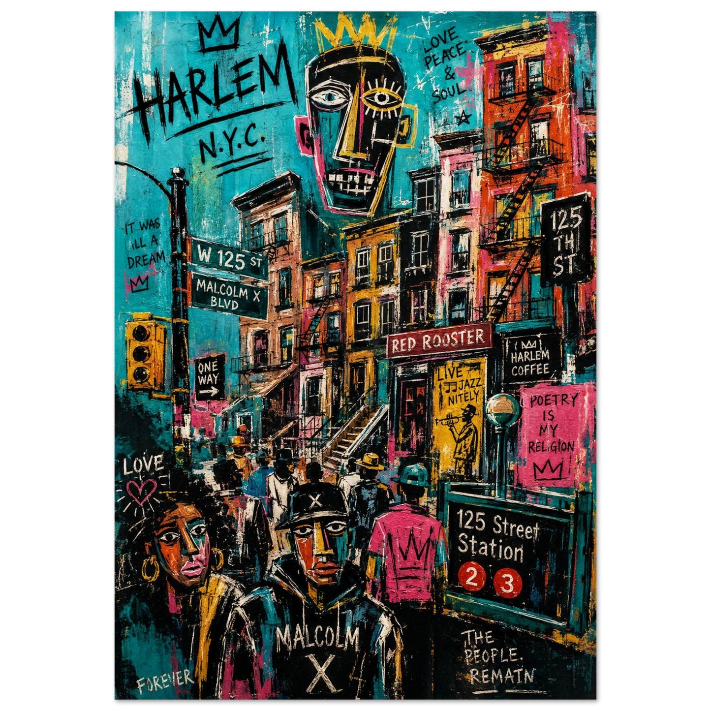 Harlem Rhythm 125 Street-Art Matte Paper Poster - Pop Art Style