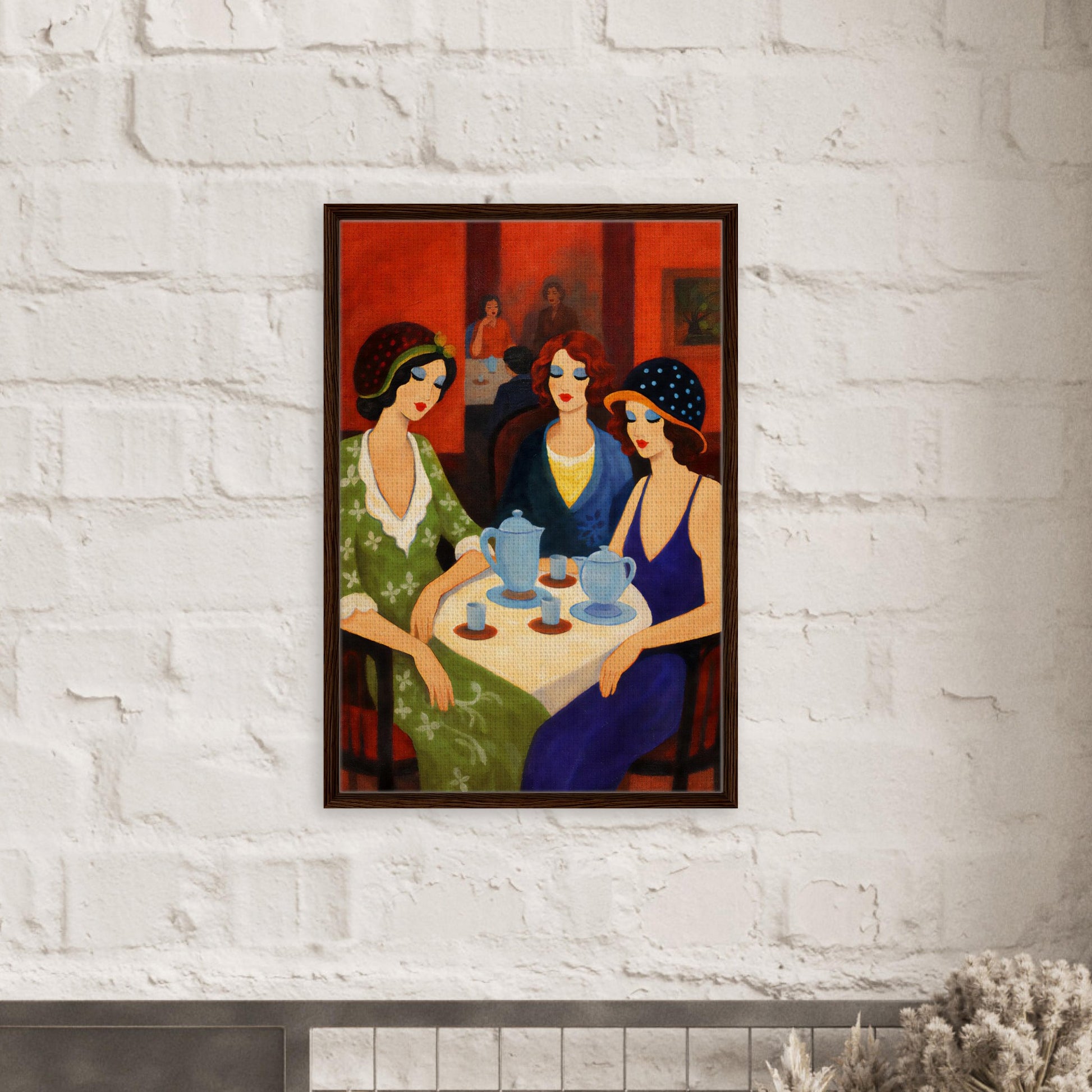 Tea Room Trio Framed Canvas Art-Deco 1920s-Inspired
