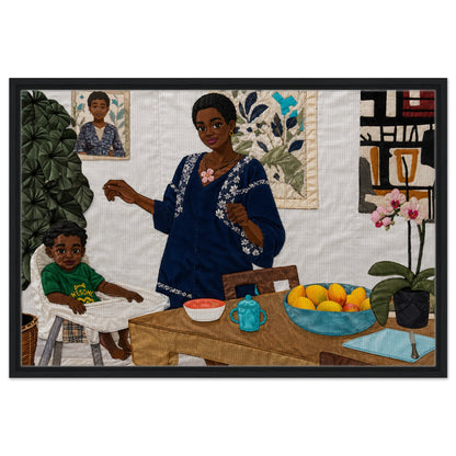 Mother’s Table Framed Canvas Quilt-Inspired - Bisa Butler Style