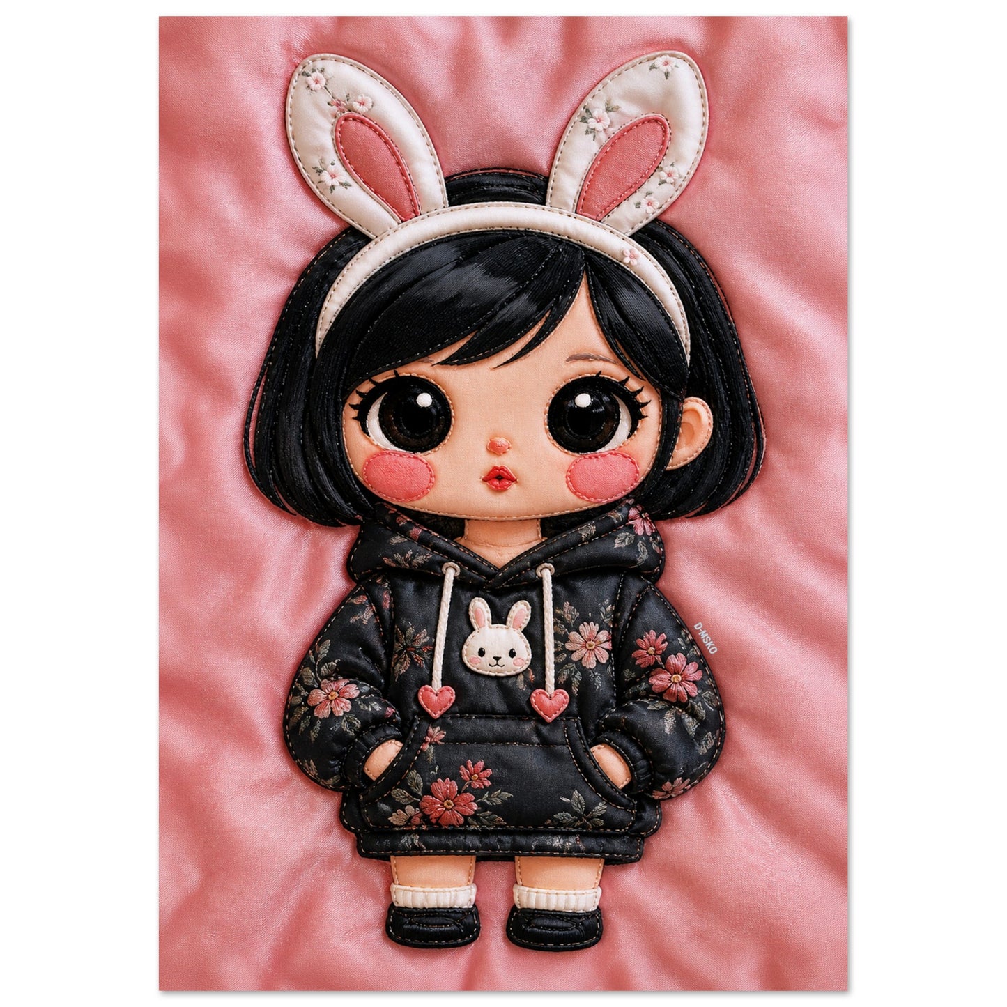 Bunny Bloom Museum Quality Matte Paper Poster Kawaii Quilted-Style
