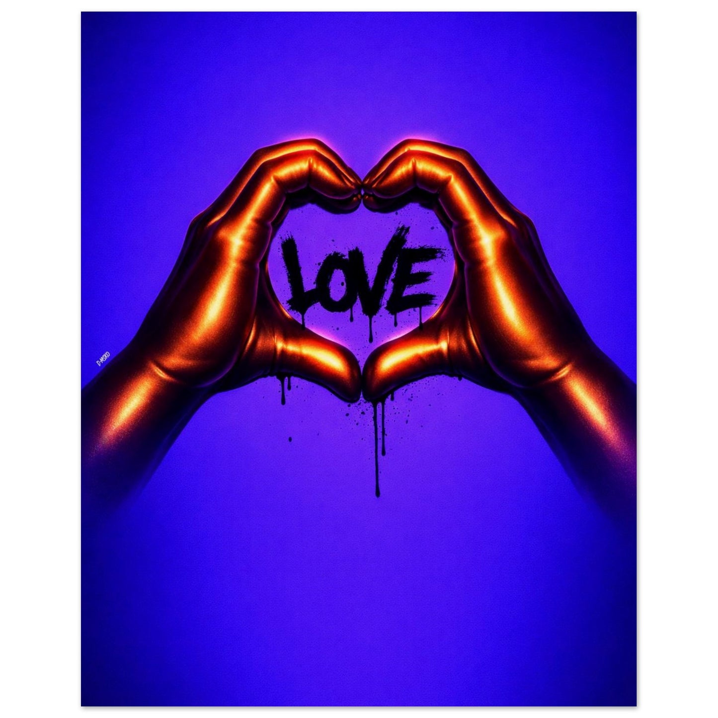 Black Love Hands Neon-Pop Museum-Quality Matte Paper Poster