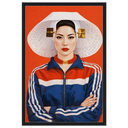 Zeeland Bonnet Dutch Costume Framed Canvas Mixed-Cultural Portrait