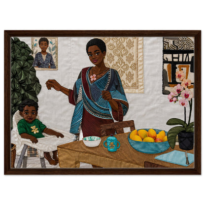 Mother’s Table Quilted-Style Framed Canvas - Bisa Butler Style