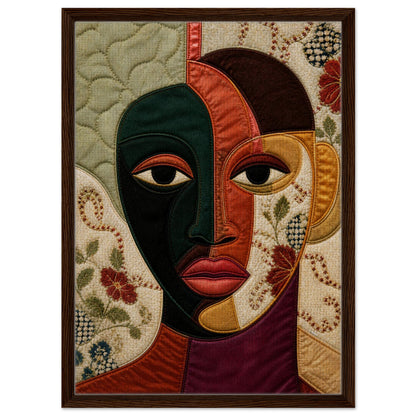The Divided Gaze Framed Canvas Afrocentric Quilt-Inspired