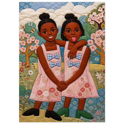 Bisa Butler-Style Quilt-Inspired Garden Poster on Matte Paper