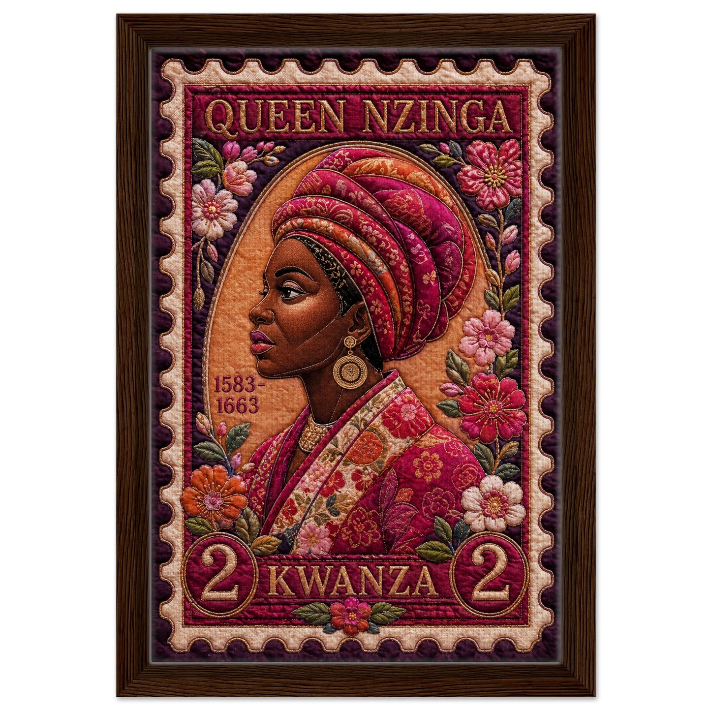Queen Nzinga Quilt-Inspired Matte Poster