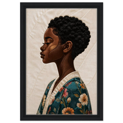 Calm Blossom Quilt-Inspired Matte Paper Poster - Bisa Butler Style