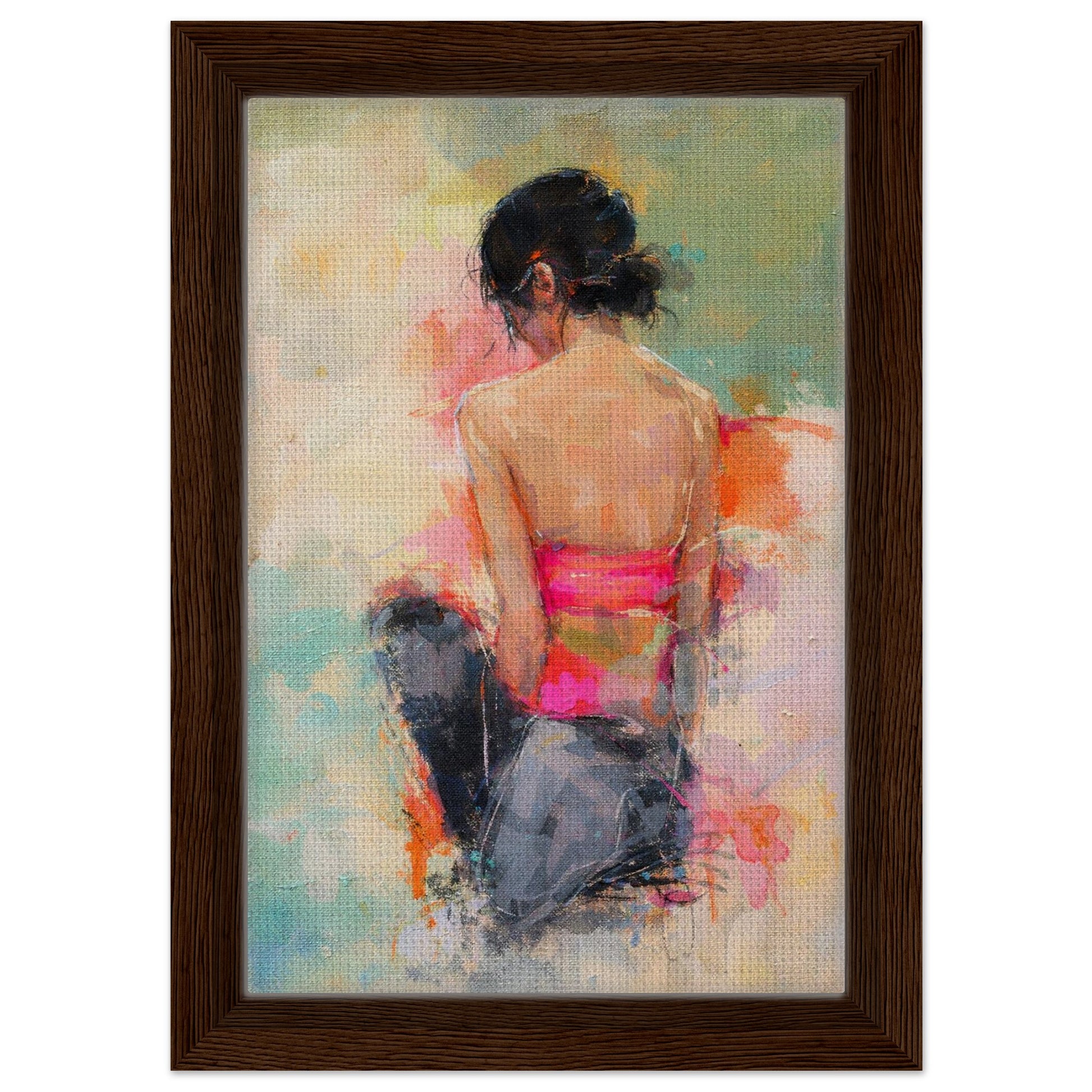 Soft Solitude Framed Canvas Pastel-Textured Impressionist-Figurative